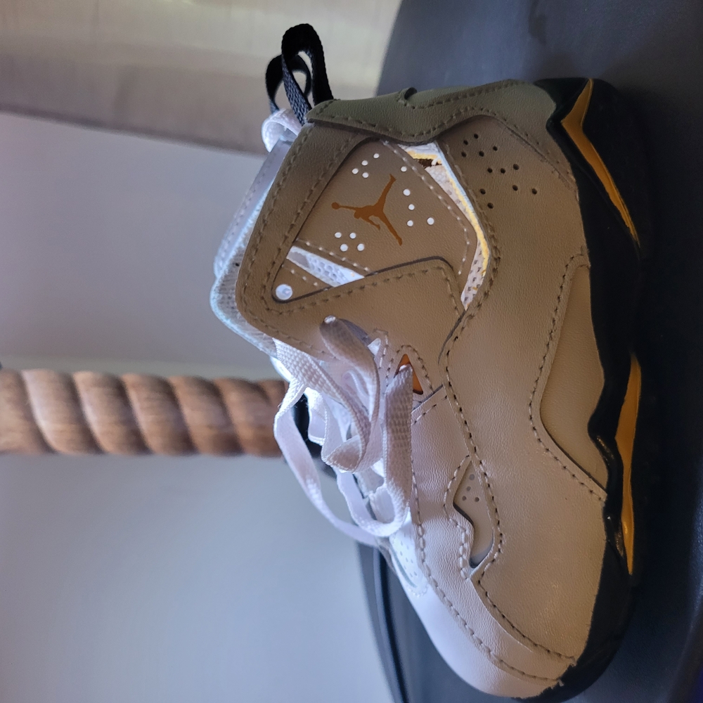 Jordan White and Gold Sneakers Classic Design